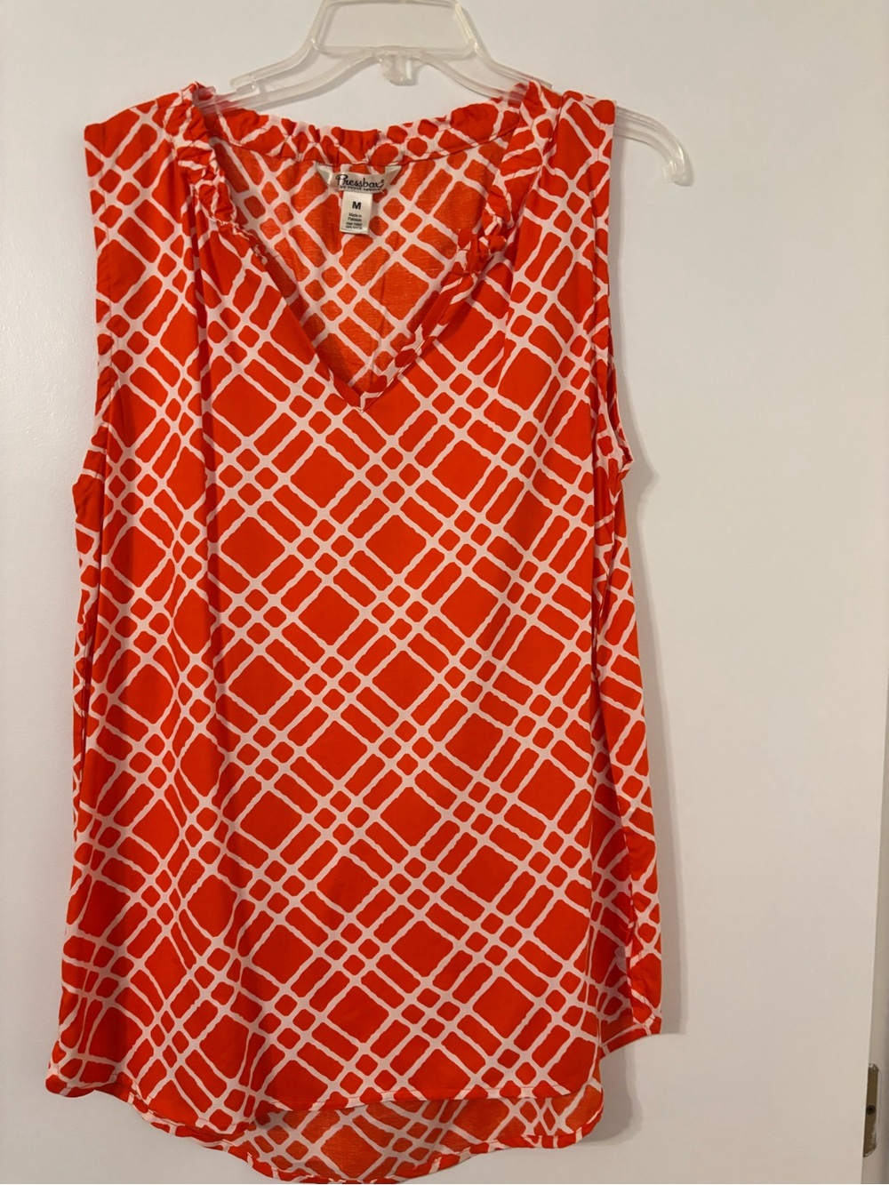 Pressbox Clemson Orange Geometric Sleeveless V-Neck Top